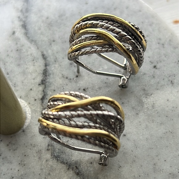 Silver and gold earrings - Picture 4 of 6